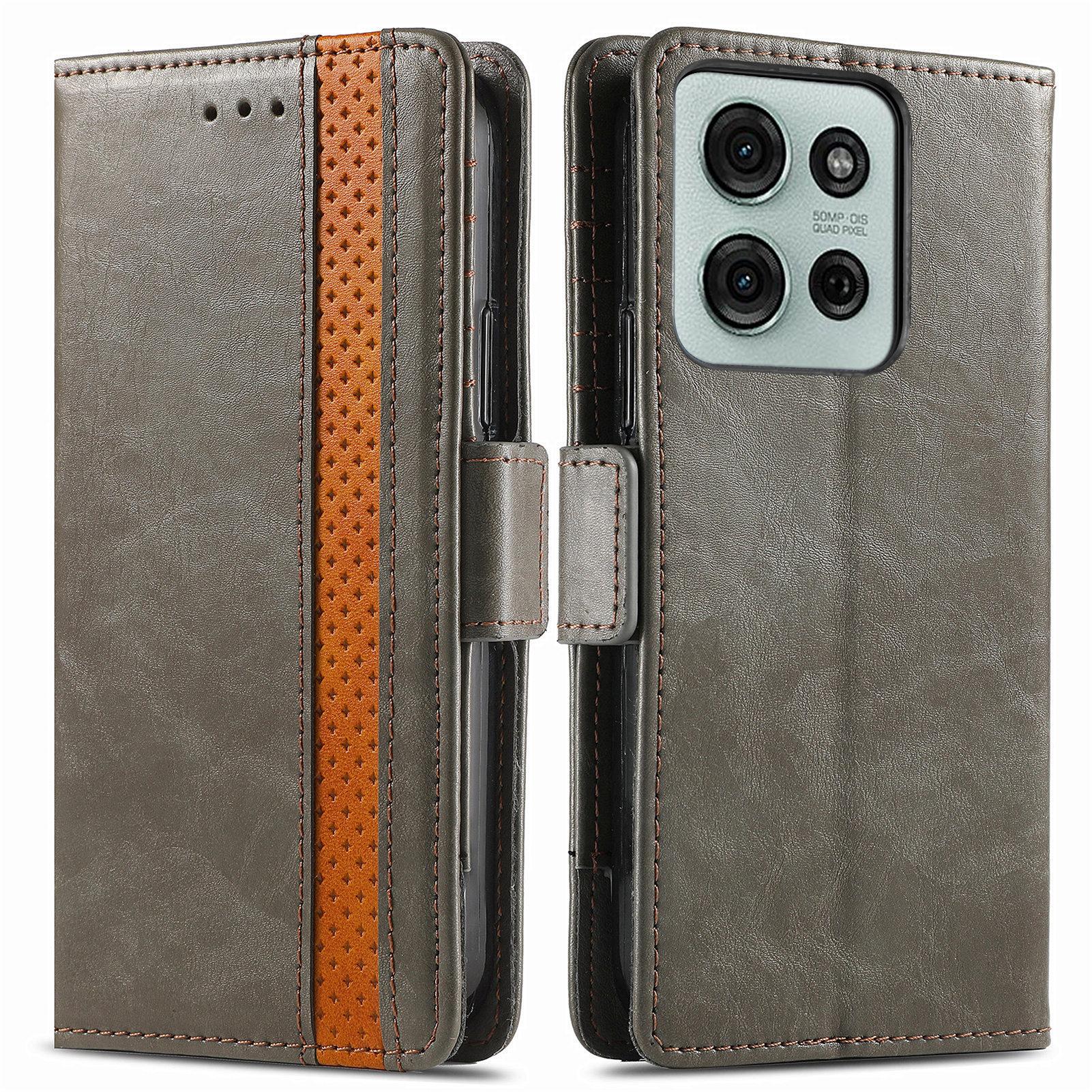 

Для Motorola Moto G75 5G Чохли для телефонів CASENEO Чохол зі штучної шкіри Підставка з гаманцем з RFID-блокуванням Grey