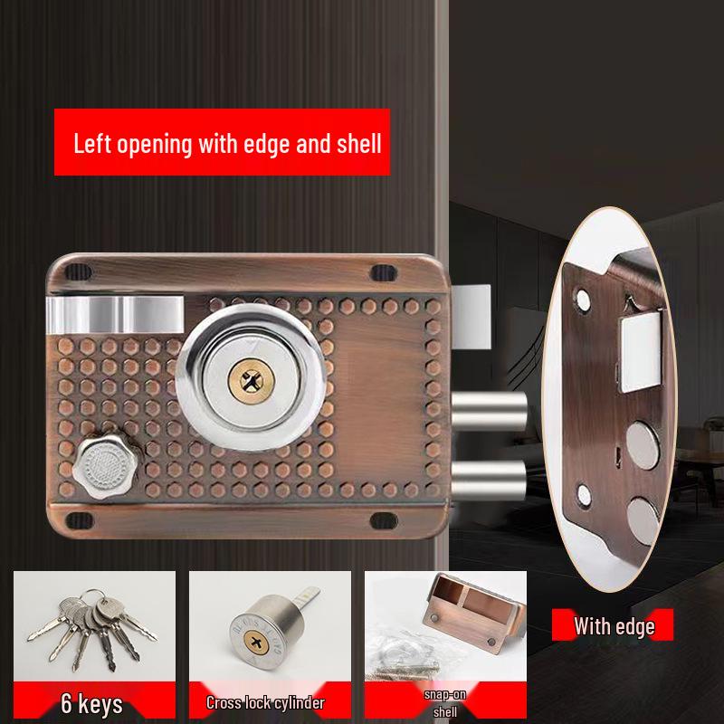 Cerradura de Puerta Antirrobo de Acero Inoxidable Bronce Rojo para Puertas de Madera o Hierro, Uso Doméstico o de Dormitorio, Con Núcleo de Cobre
