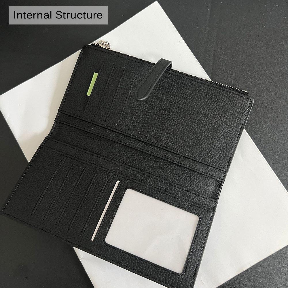 Long Women Wallets Two-tone Genuine Leather Wallet Clutch Bag First Layer of Cowhide Purse Zipper Hasp Bifold Billfold Purse