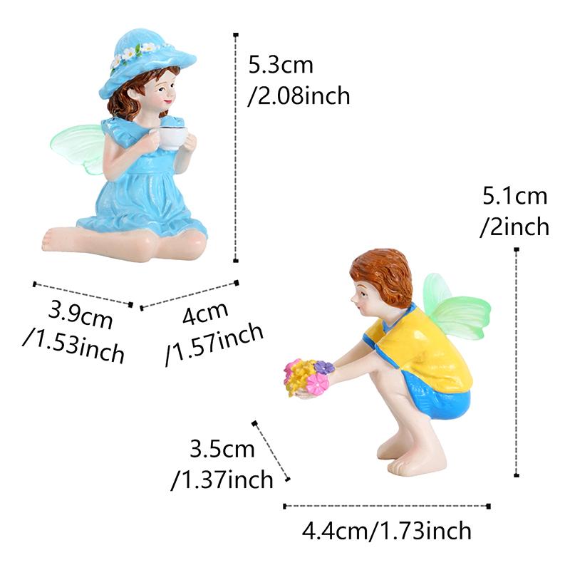 2Pcs Funny Fairy Boy And Girl Statue, Fairy Garden Accessories, Resin Sculpture For Micro Landscape Flowerpot Lawn Yard Garden