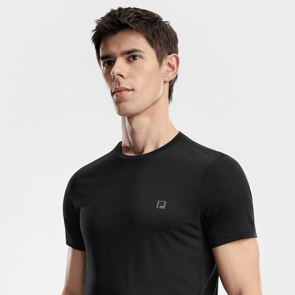 Fila Fitness Minimalist Sports Training Comfortable Versatile Breathable Short Sleeve T-Shirt Men Tops Black A51M621109FBK