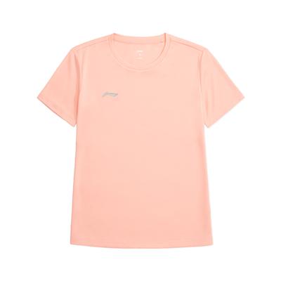 Li Ning Sports Lifestyle Series Solid Color Round Neck Comfortable Versatile Breathable Short Sleeve T-Shirt Women T-Shirts Pink ATSU872-3