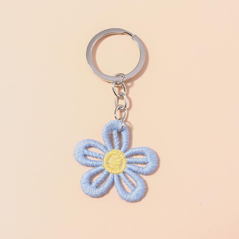 Aihua Hot New Handmade Knitted Keychain Keyring For Women Girl Cute Crocheted Flower Pendants Car Key Ring Handbag Charms Gifts