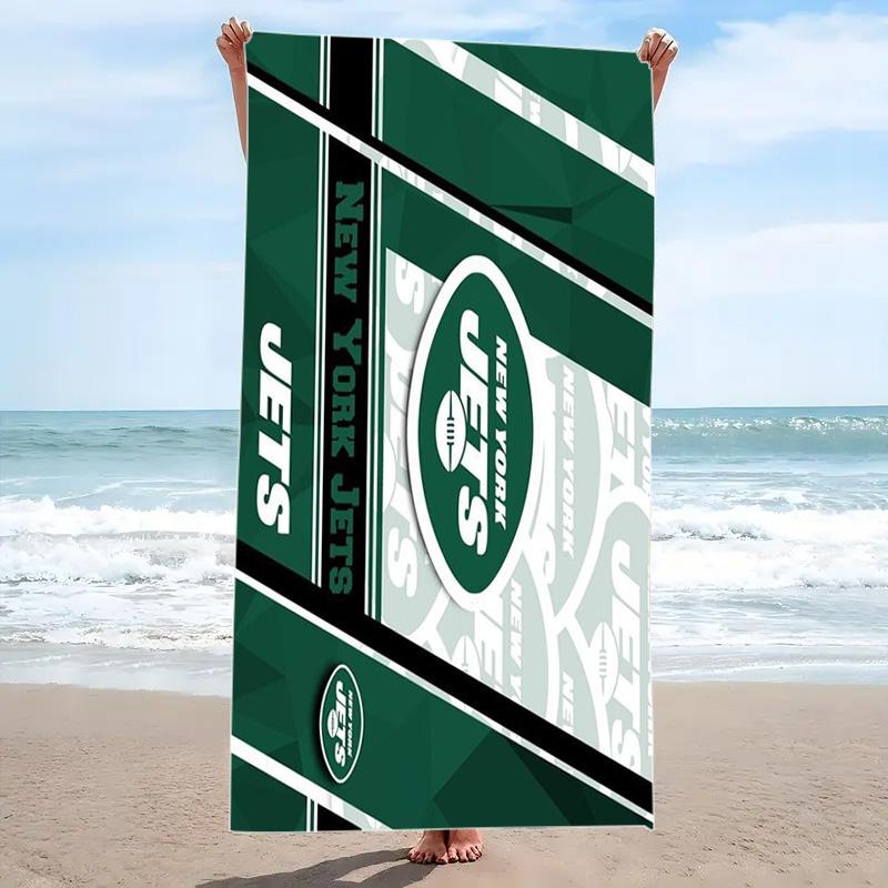 NY Jets Print Beach Towel, Large Soft Quick Dry Towel for Beach Camping Swimming