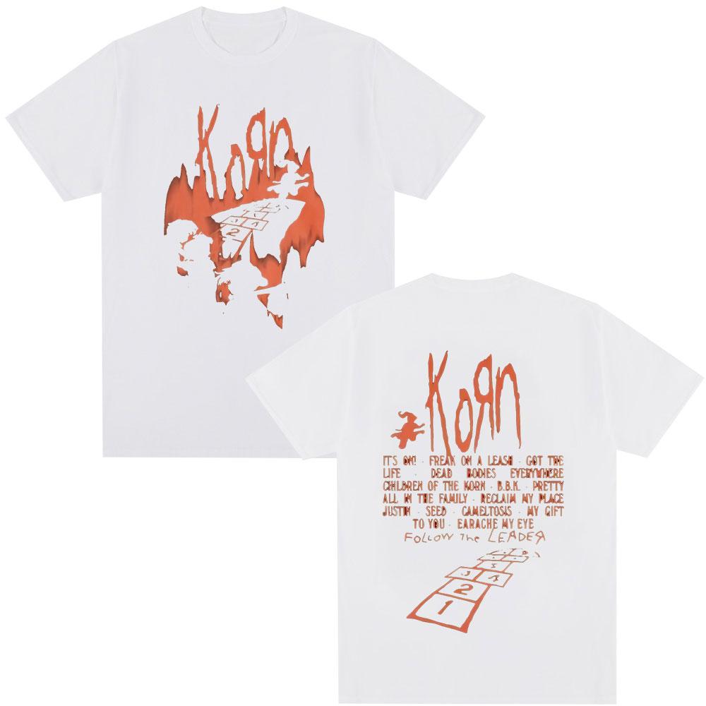 Korn Follow The Leader Album T Shirt Metal Gothic Rock Band T Shirts Men's Clothing Fashion Vintage Oversized T-shirt Streetwear