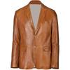 Men's Blazer Brown Two-Button Handmade Lambskin Leather Formal Wear Genuine Soft Fit