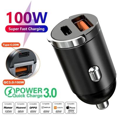 1 Adet Mini 100W PD QC çekme halkalı hızlı şarj araç şarj cihazı USB C araç cep telefonu şarj cihazı