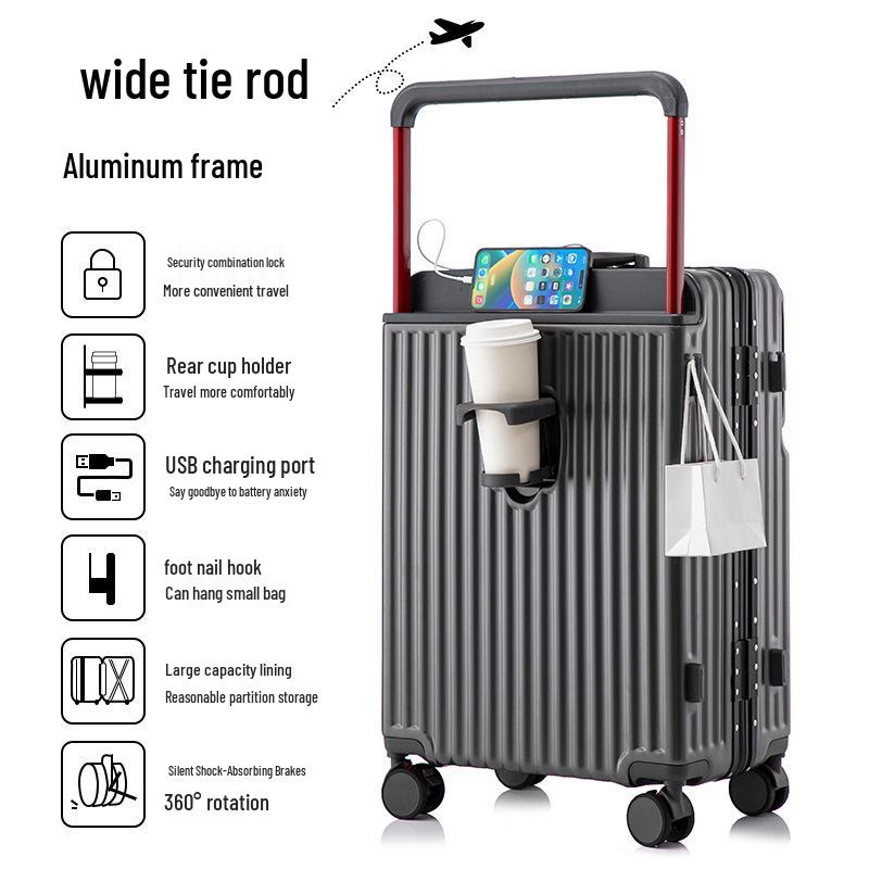 2025 Wide Drawbar Front-Opening 20-inch Suitcase & 26-inch Customizable Universal Wheel Trolley