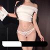 Sexy and alluring bow-tie lace panties for women, adjustable, hollowed-out see-through mesh, breathable low-waisted briefs