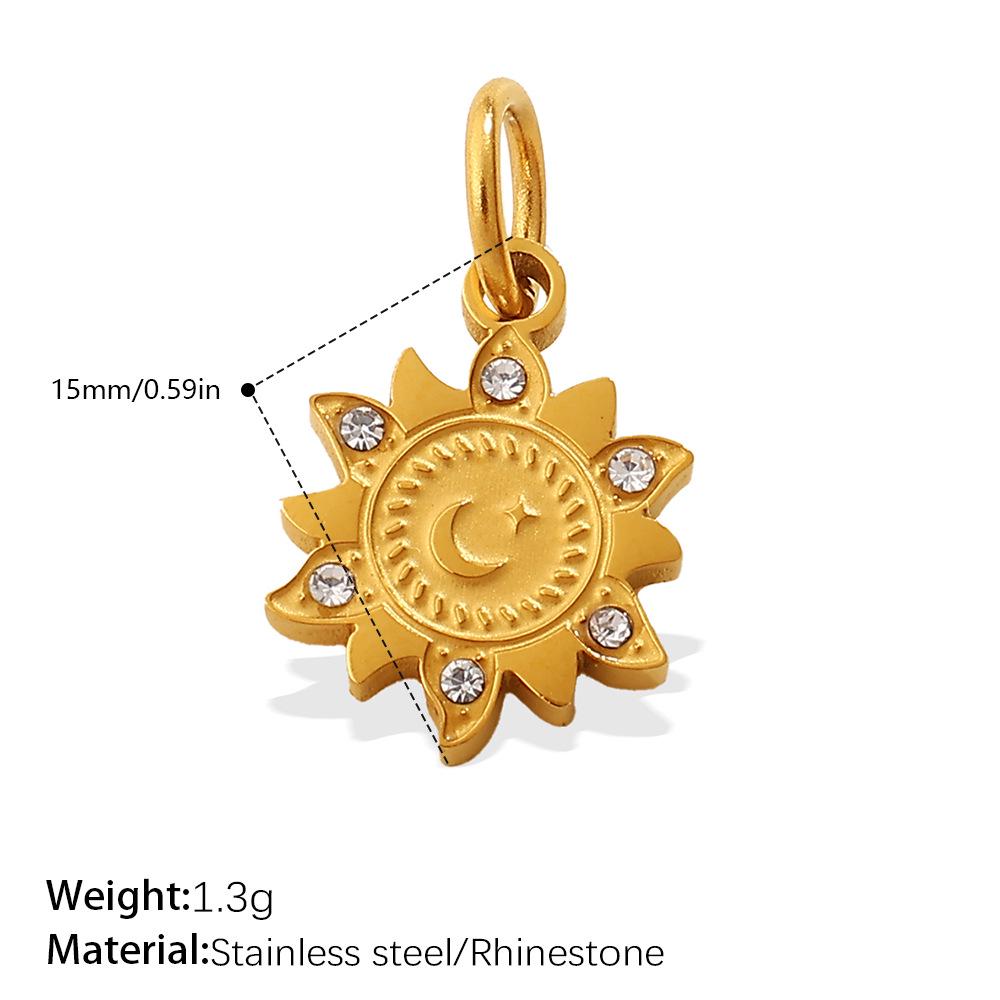 18K Gold-Plated Stainless Steel Moon Heart Diamond Pendant for DIY Jewelry
