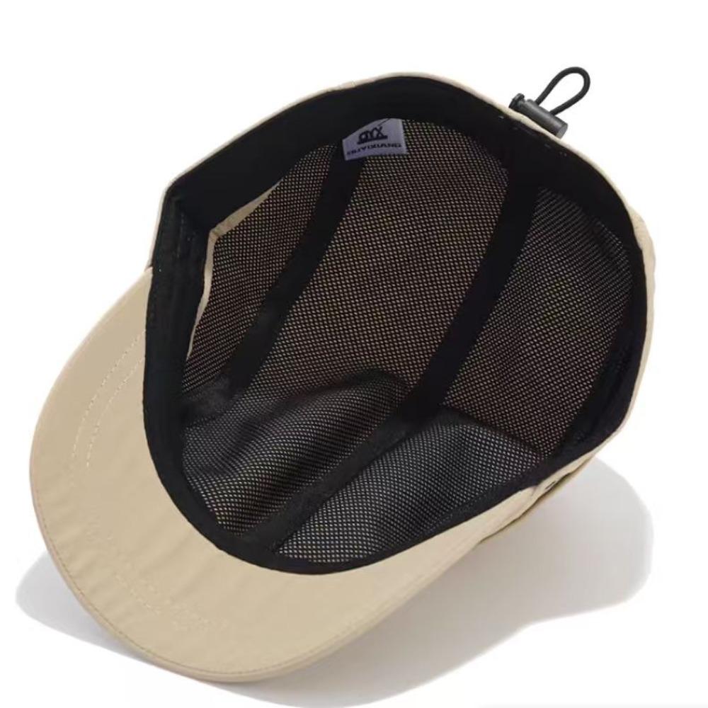 Classic Black 5 Panel Net Cap for Men Women, Breathable Plain Style, Ideal for Running Travel Camping Outdoor Casual Fashion Hat