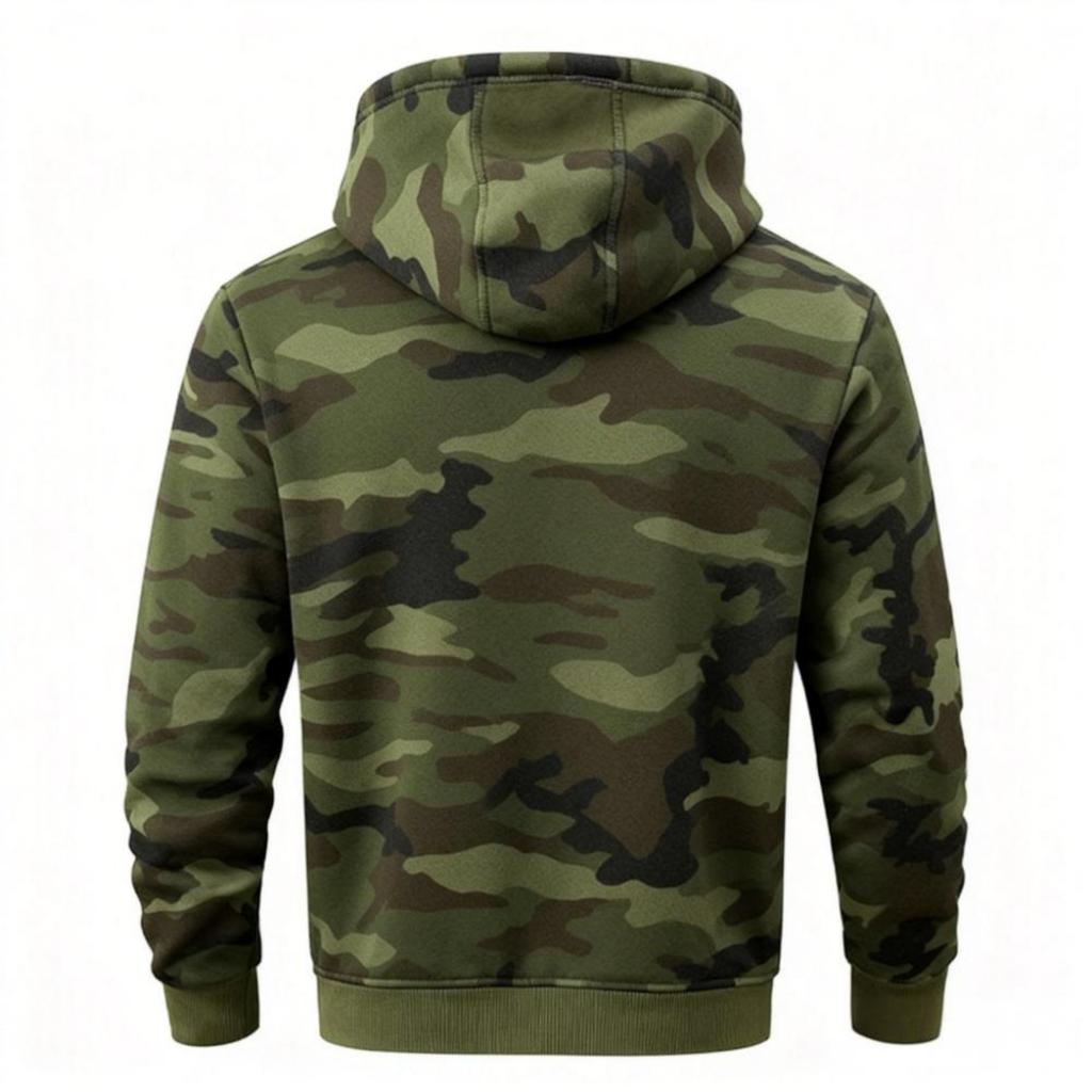 Men's Camouflage Printed Letter Embroidered High-weight Hoodie, Men's Trendy Sporty Casual Hoodie