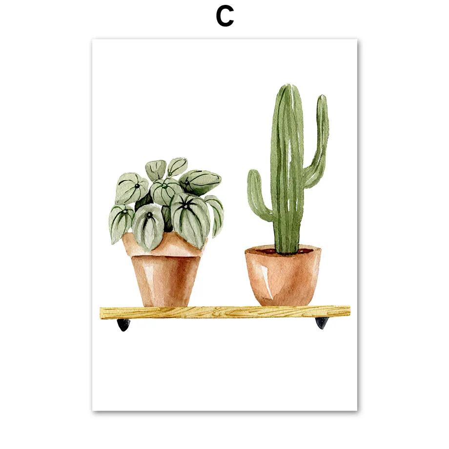 Cactus Tiger Pilan Monstera Green Plants Wall Art Canvas Painting Nordic Posters And Prints Wall Pictures For Living Room Decor