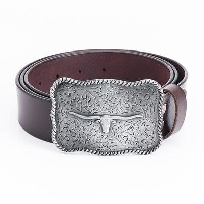 Whole Vintage Cowhide Belt Bullhead Punk Western Denim Men's Wide Belt