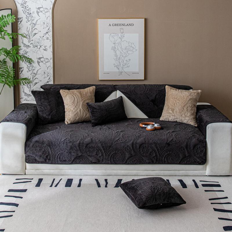 Nordic Crystal Velvet Quilting Sofa Cushion Universal In All Seasons, Autumn And Winter Plush Sofa Cover, Backrest Towel, Seat Cushion