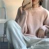 Mjuk stil på hösten och vintern Lösstickad tröja med lång ärm Damtröja Damstil Enfärgad tröja