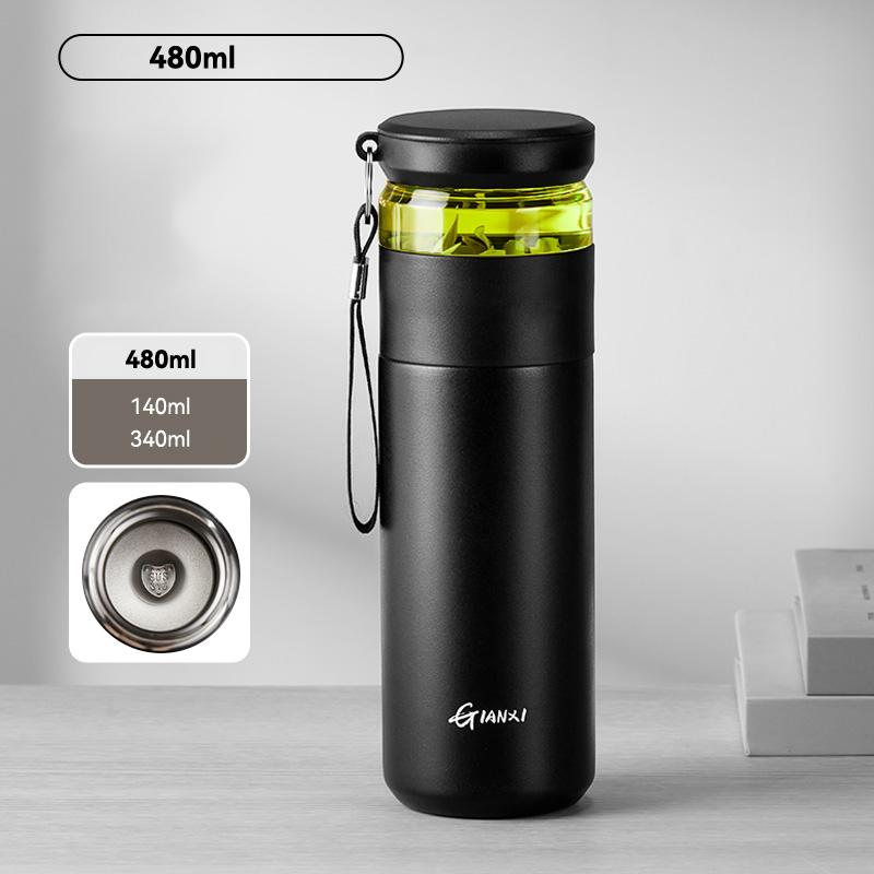 

480 мл Нержавеющая сталь Холодоизоляционная кофейная чашка с крышкой Бытовая керамическая бутылка для воды Кухонный термос Бутылка 480ML