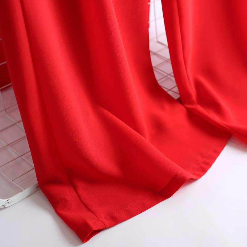 Letní šifonové široké kalhoty Dámské Neformální Jednobarevné Černé kalhoty s vysokým pasem Módní dlouhé kalhoty