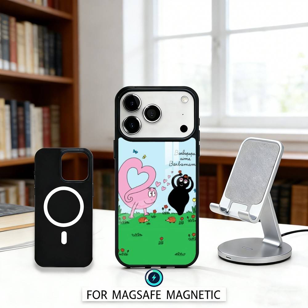 A-Adorable B-Barbapapa Cartoon Phone Case Magnetic For iPhone17 16 15 14 13 12 Pro Max For Magsafe Wireless Charging Cover