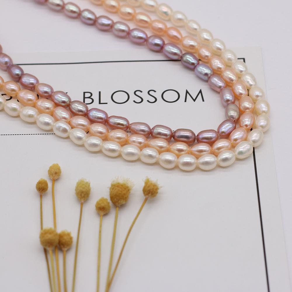 1String, Rice Shape Pearls, 3.5-4 Mm, Boho Natural Freshwater Pearl Beads, for DIY Necklaces, Bracelets, Anklets, Jewelry Making, 36cm