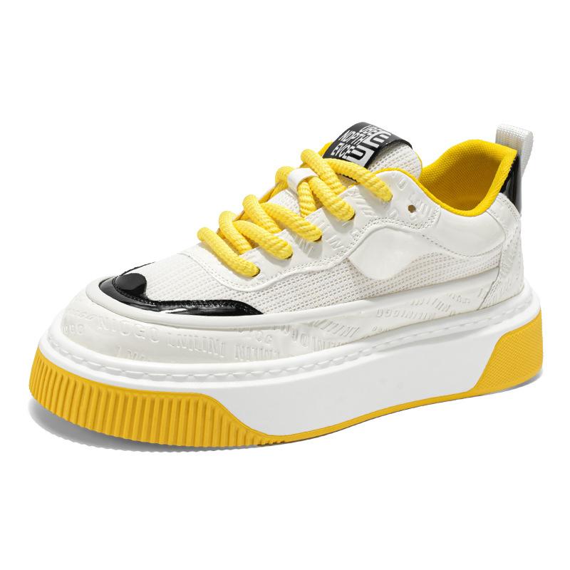 Fashion casual shoes men's 2025 summer new mesh breathable thick baseplate shoes Korean version versatile color matching skateboard shoes