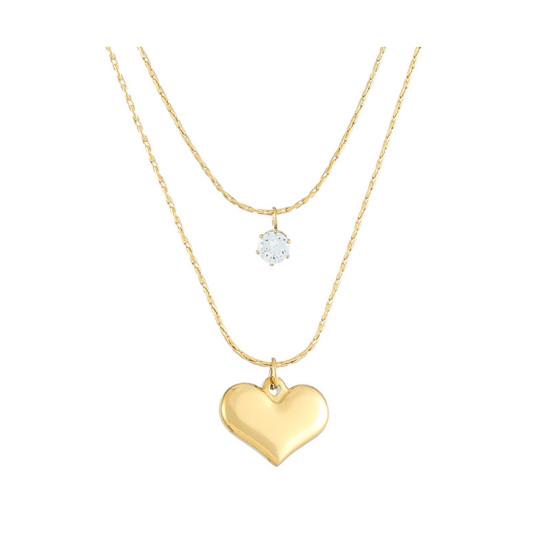 Women Necklace Heart Shape Charm Shiny Rhinestones Inlaid Drop Earrings Non-fading Sweater Necklace Jewelry Gift