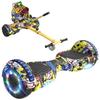 Hoverboard + Kart RCB 2-în-1 6,5 inch Bluetooth și LED – Karting reglabil – galben/galben – cadou ideal copii