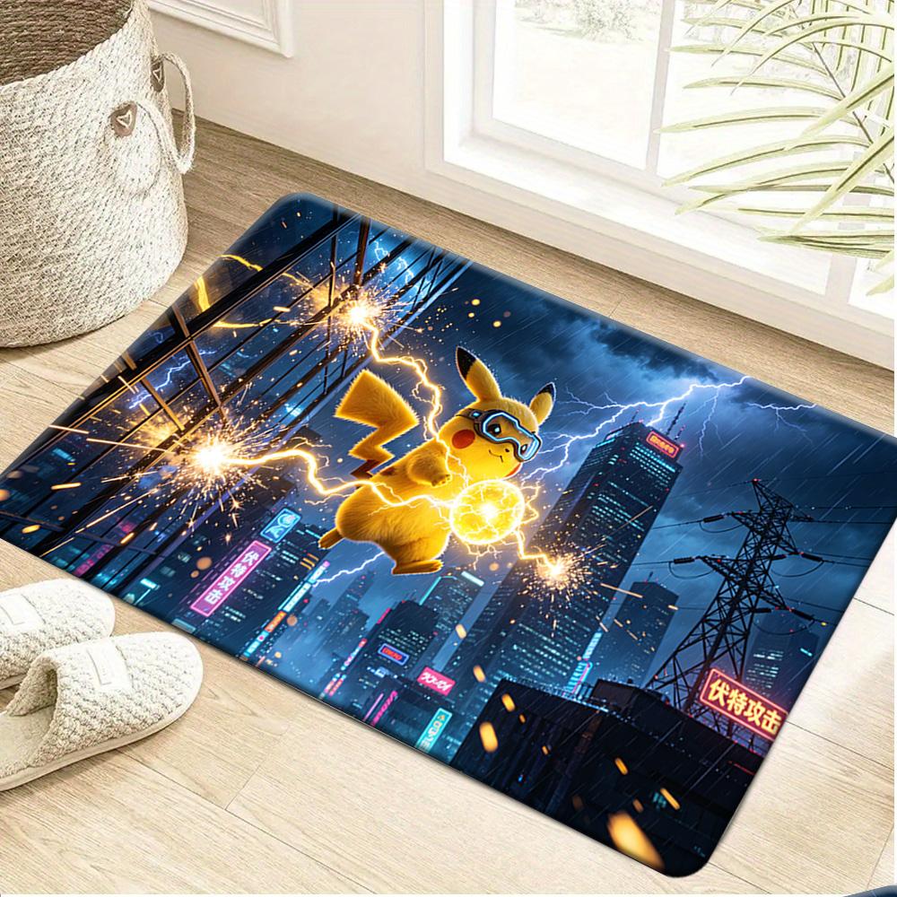 Pokemon Pokeball Word Art Print Non-Slip Doormat, Absorbent Floor Mat for Home Decor 40x60cm