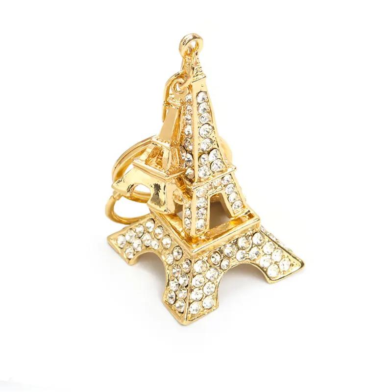 Refined Eiffel Tower Styling Rhinestones Keychain Keys Bag Trendy Pendant Car Interior Alloy Key Ring Paris Tour Gift Souvenir