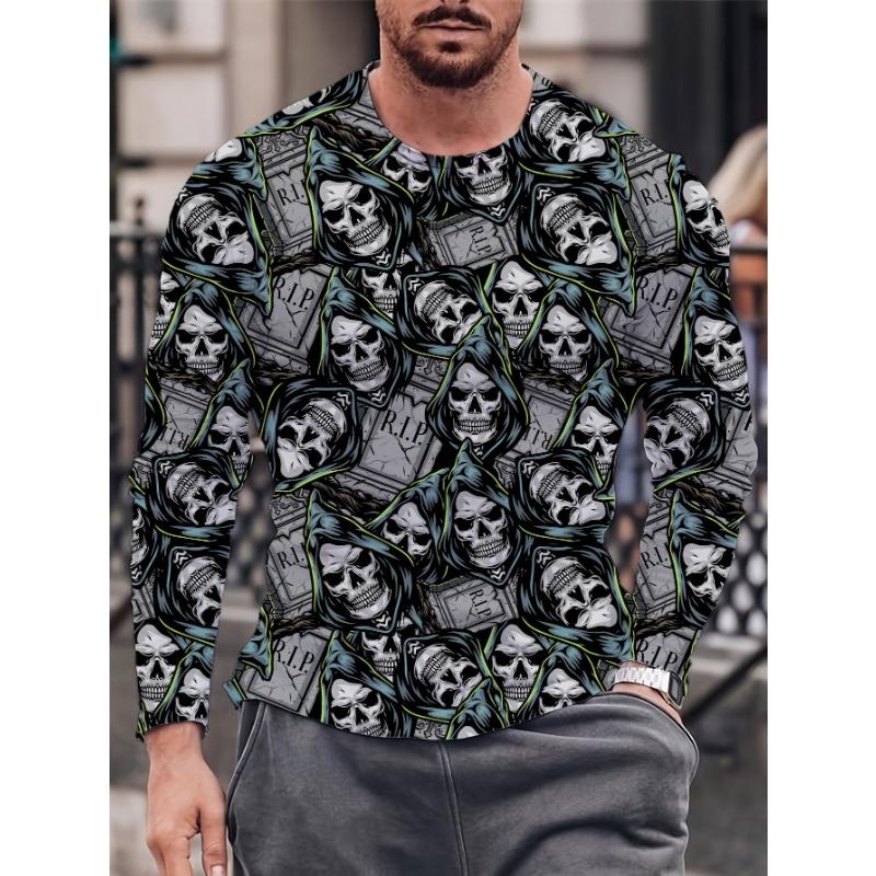 Fashion Pattern Printed T-shirt for Men and Women in Spring and Autumn Casual Outdoor Long Sleeved T-shirt Top Street Clothing