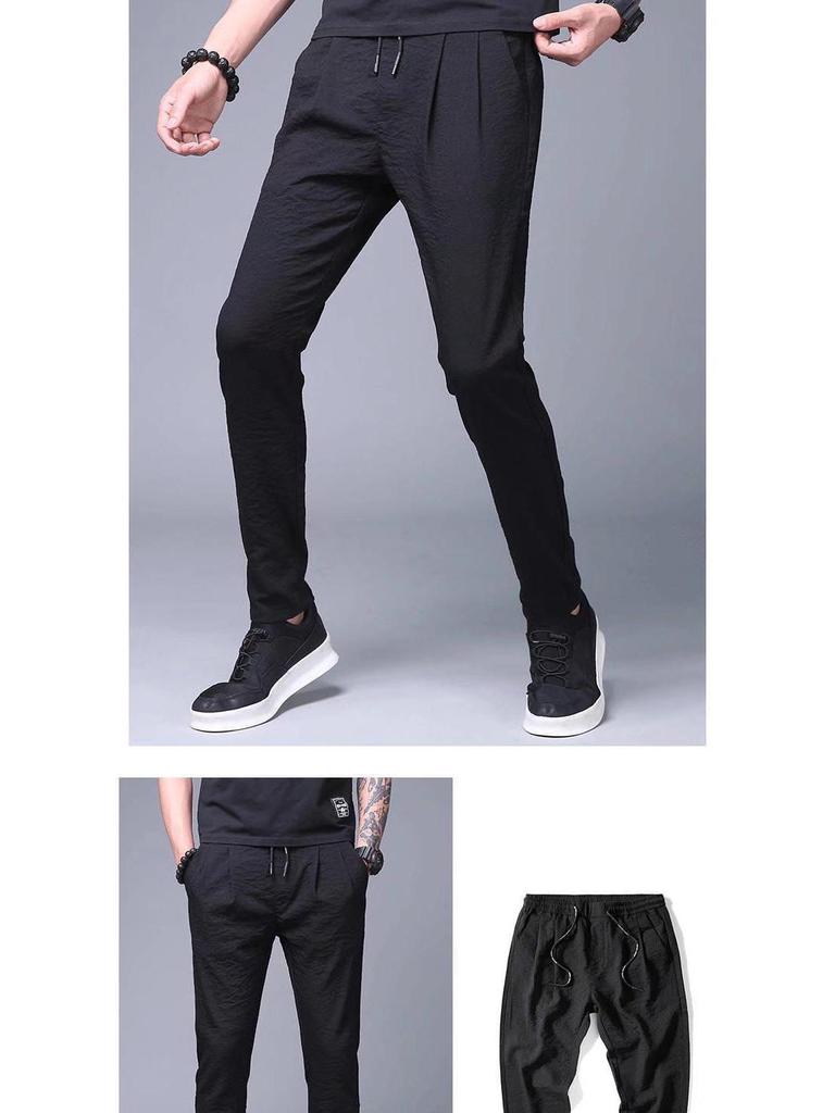 Ice Silk Breathable Men's Lightweight Summer Sports Pants - Trendy, Loose-Fit, All-Match, Korean Style, Straight-Leg
