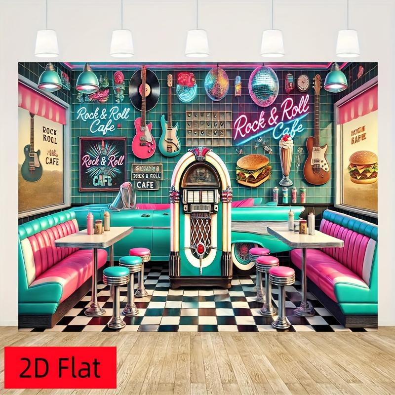 2D Plane 2D Plane - A 2D Plane Banner 1 Piece of Retro Rock Music Restaurant Background Fabric