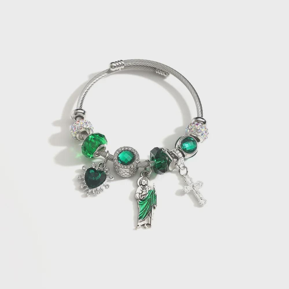 Emerald Jesus Love Bracelet: Personalized Korean Religious Niche Jewelry
