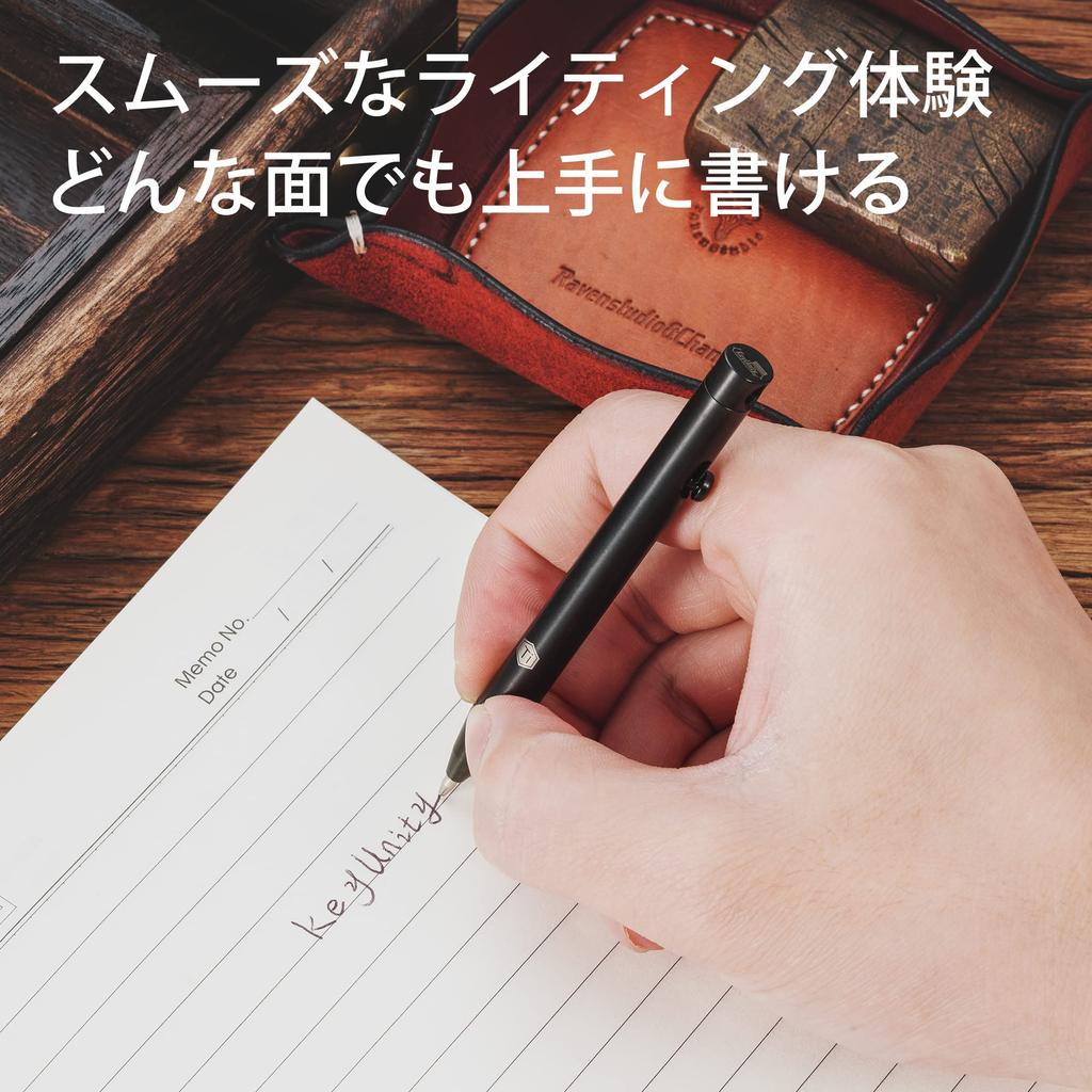 KeyUnity KP00 Ballpoint Titanium Fast Includes 5 Single 91mm PVD Refill Oil-Based Pen, Lightweight, Compact, Bullet-Type, Writing, Overwrite,