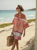 2026 summer European and American new loose printing V-neck women's casual vacation dress