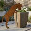 Rustic Metal Dog Garden Statue Vintage Cat Lawn Ornament Dog Pot Hugger Decor  Courtyard