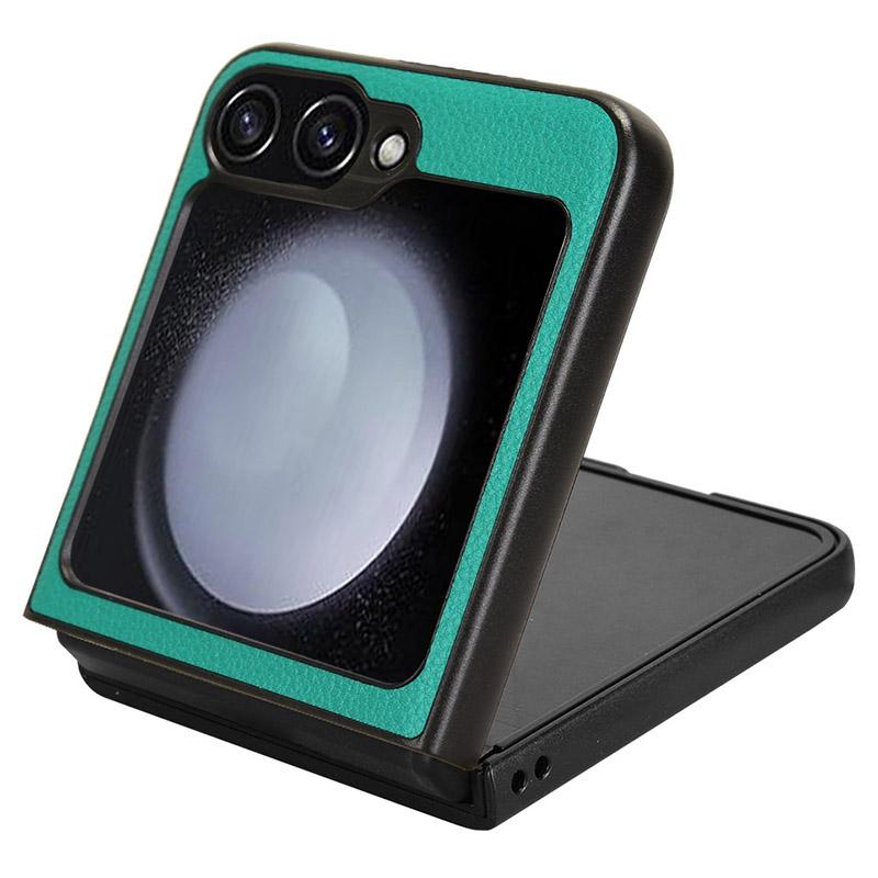 For Samsung Galaxy Z Flip7 FE 5G/Z Flip6 5G Case Litchi Texture Leather Coated PC Phone Cover Card Slot