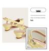 2025 Summer Rhinestone Buckle Girls' High Heels: Pointed Toe, Open Back, Fashionable Sandals