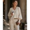 Autumn and winter crew neck pullover knitted sweater women's loose lazy style solid color women's sweater