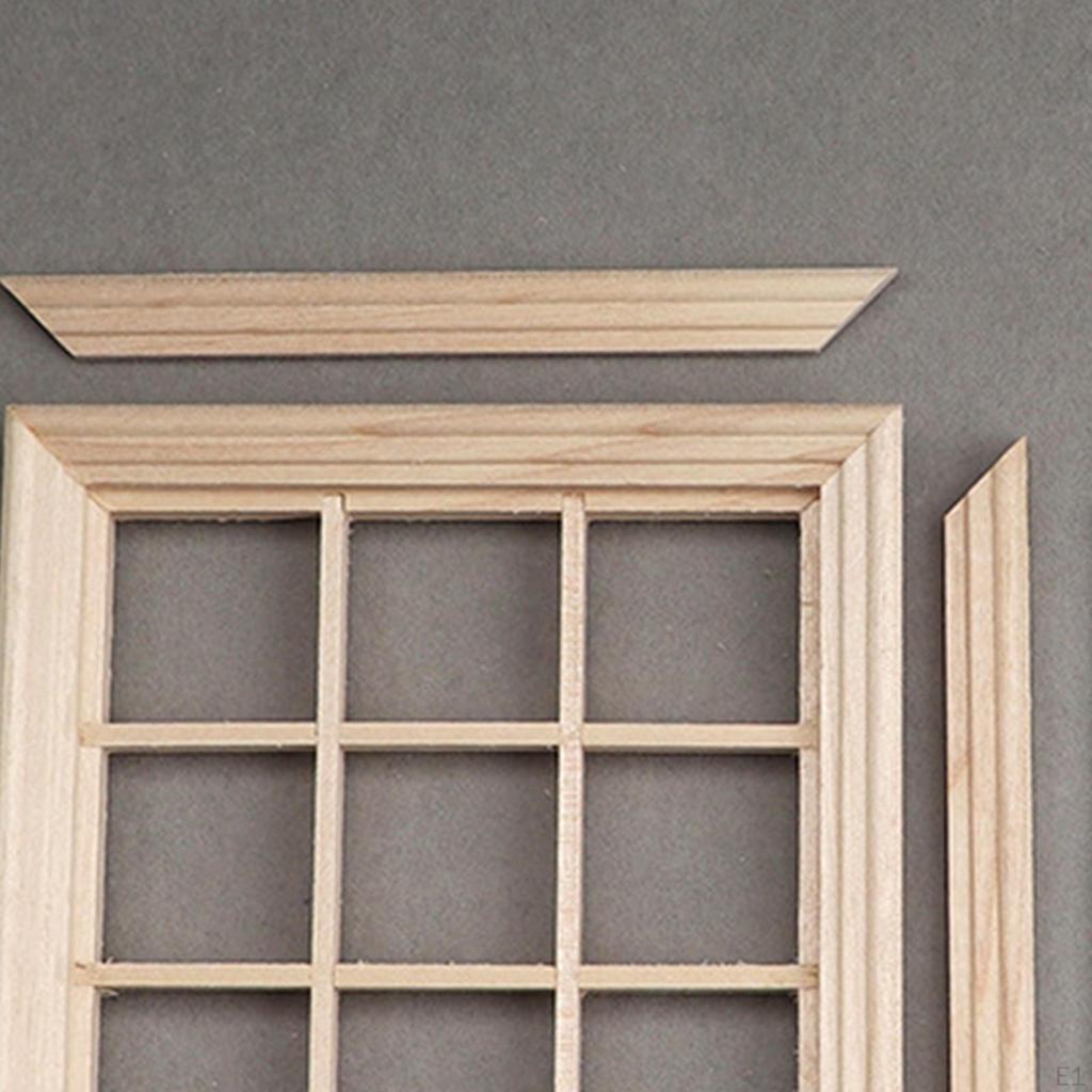 Fereastră Casă de Păpuși Model Cadru 12 Panouri 1/12 Miniaturi Simulare DIY Obloane Meșteșug pentru Păpușă