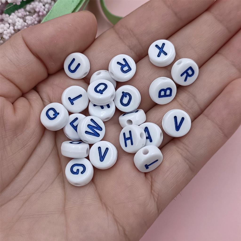 100Pcs 10mm For Jewelry Making DIY White Colorful Letter Loose Beads Necklace Bracelet Pendant Candy Color