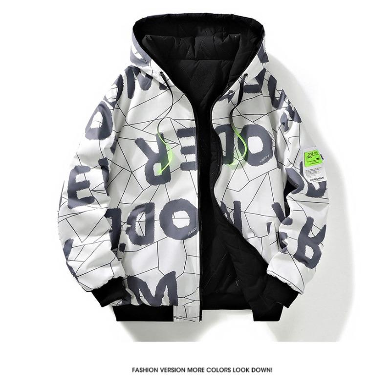 

Модная повседневная двухсторонняя куртка мужская осенне-зимняя куртка мужская модная подростковая куртка больших размеров с капюшоном на хлопковой подкладке 3XL