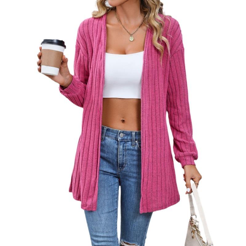 Autumn Women's Long Loose Casual Solid Color Jackets Top