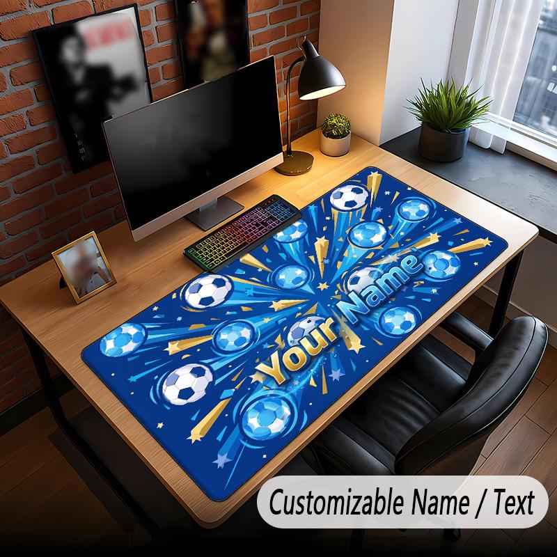 Soccer Theme Custom Mouse Pad Personalized With Name Text Customized Desk Mat For Office Home Decor