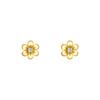 Gold Flower Zircon Stud Earrings 925 Sterling Silver Vintage Luxury