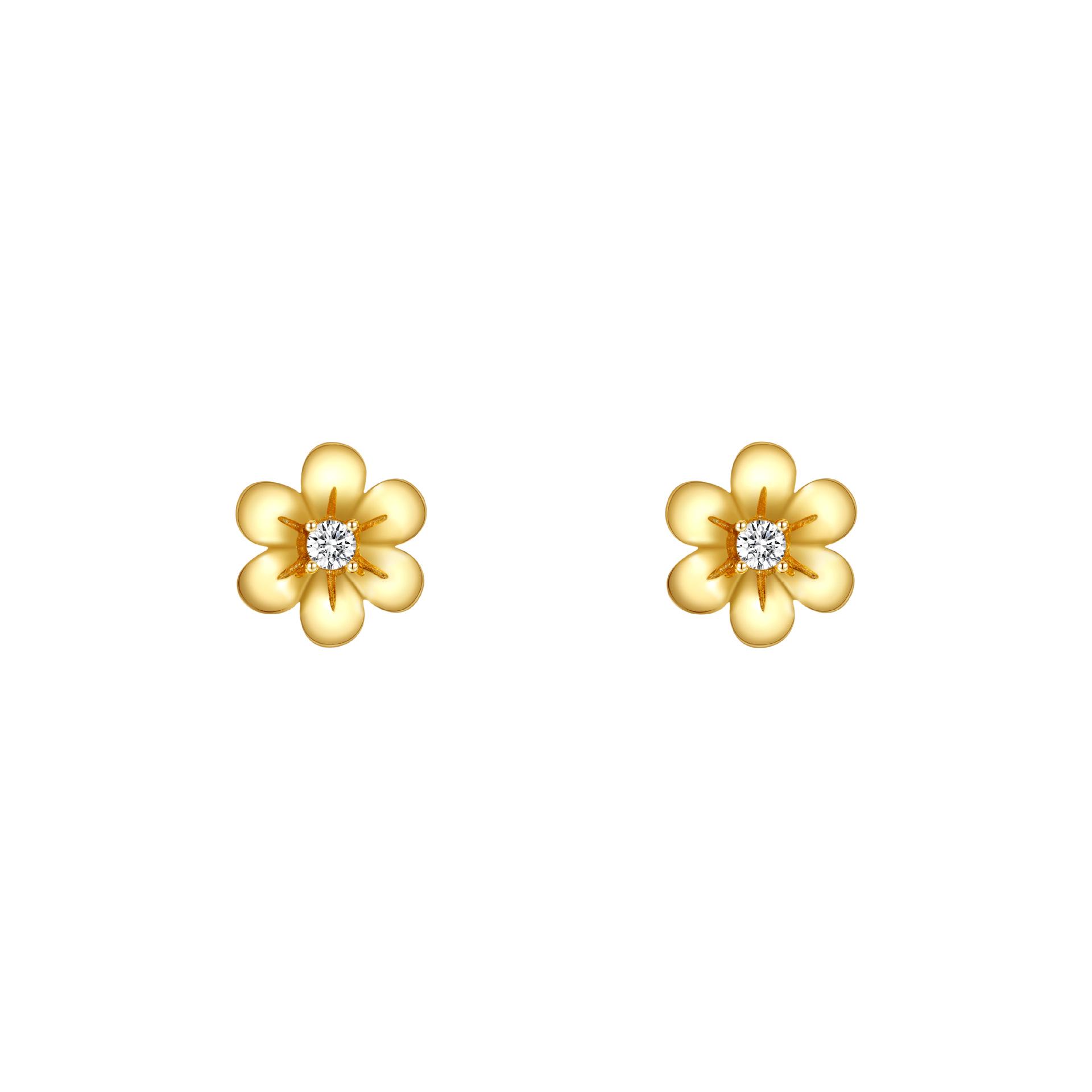 

Gold Flower Zircon Stud Earrings 925 Sterling Silver Vintage Luxury 925 Silver жовтий