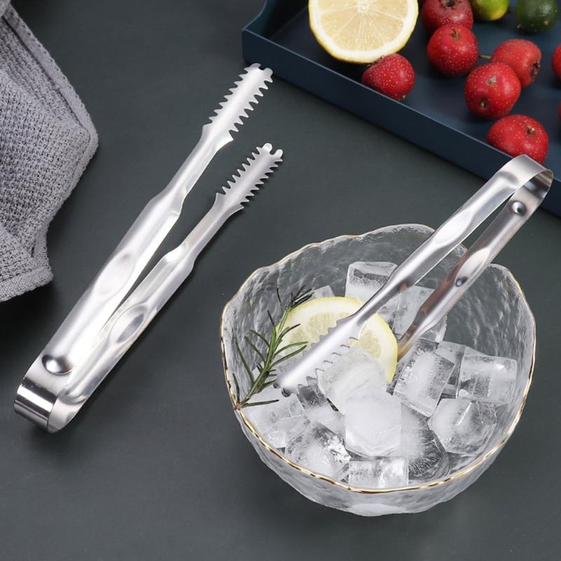 Stainless Steel Ice Tongs Non-Stick Bread Tongs Serving Tongs with Teeth Bar Sugar Ice Tongs Bar Kitchen Serving Tongs