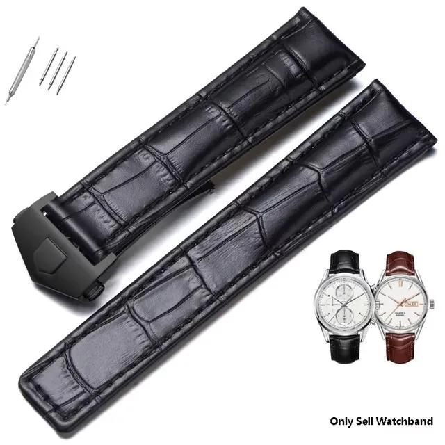 Genuine Leather Strap for Tag Heuer Watch Carrera Monaco Watch Belt Black Brown Bracelet Wristwatch Watchband 19mm 20mm 22mm