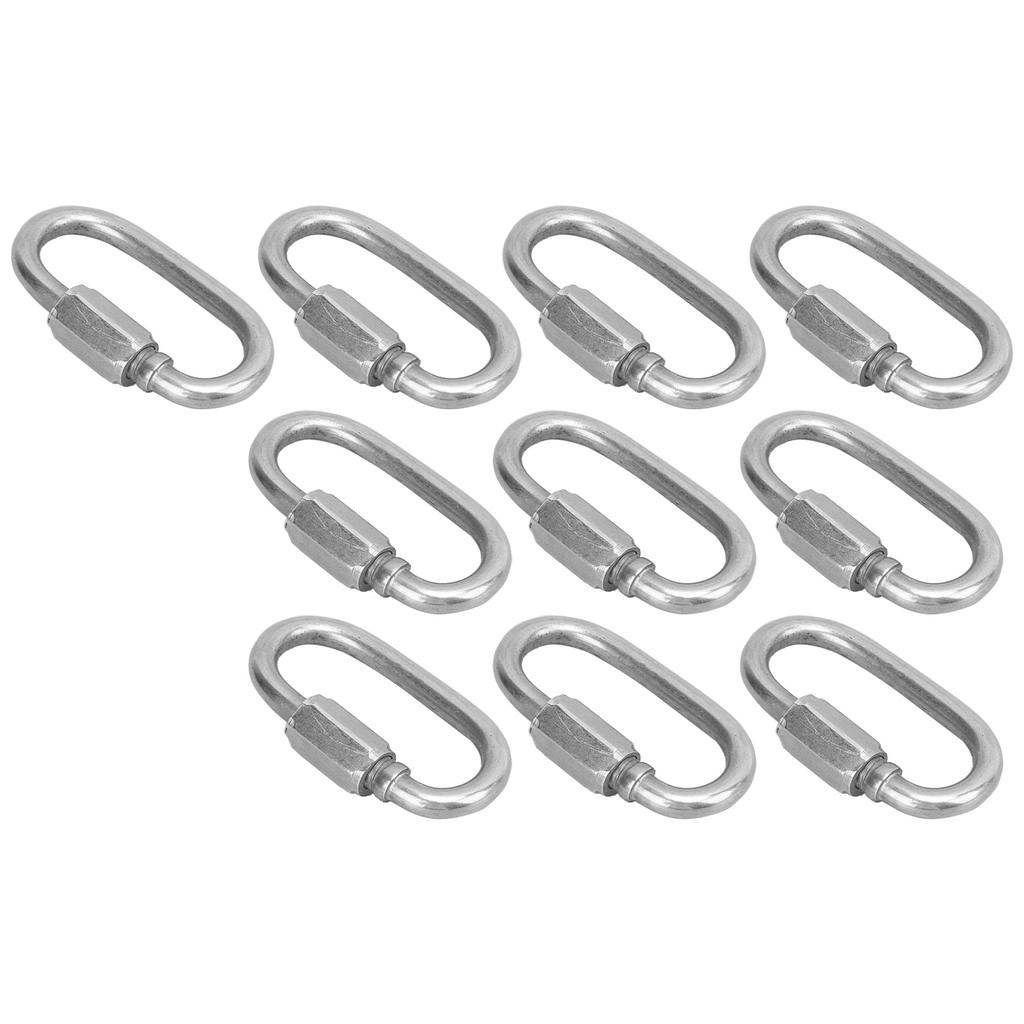 10 Stück M5 Schnellglied Edelstahl Schwerlast Kettenglied Schraubverschluss D-Form Verriegelungskarabiner