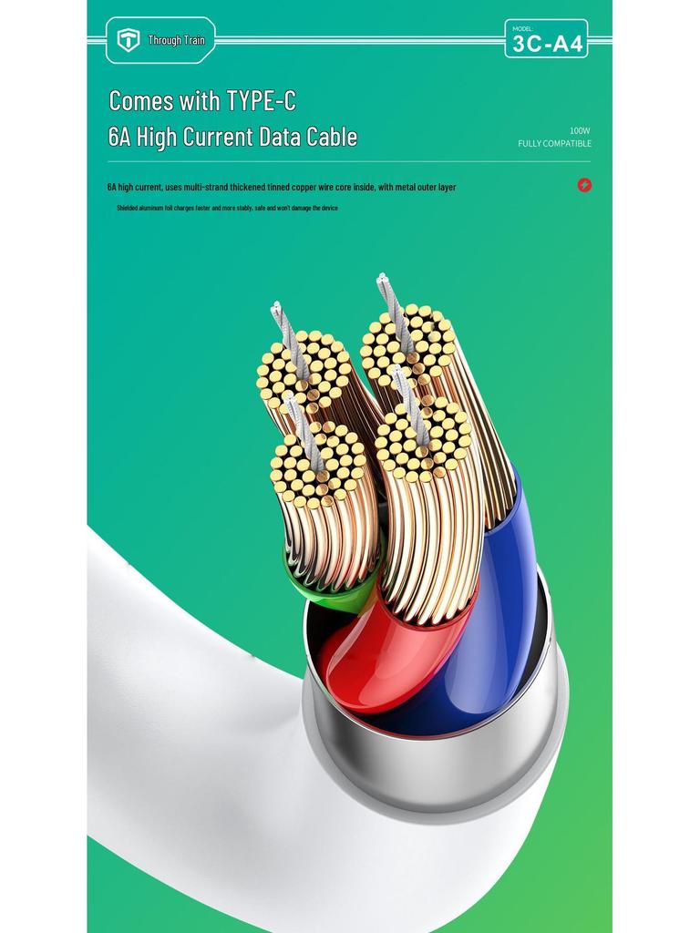 100W Super Fast Charger for Android, Apple, Huawei, and Xiaomi - Fully Compatible Charging Head.